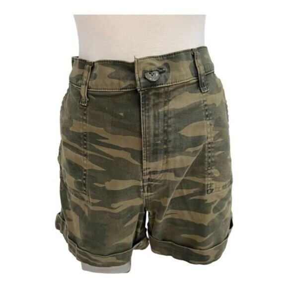Lucky Brand Women's Mid Rise Cargo Shorts Green Camouflage Size 29 Casual Summer - Picture 3 of 7